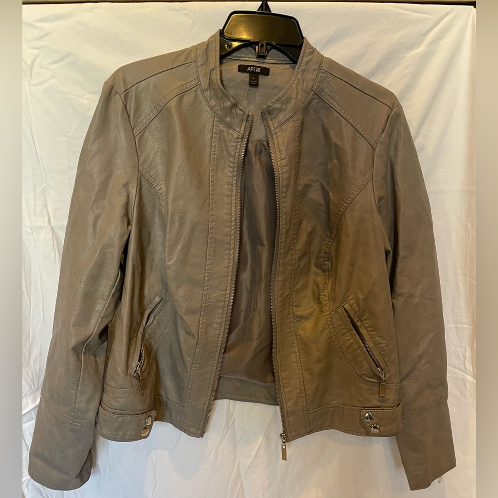 Grey Faux Leather Jacket